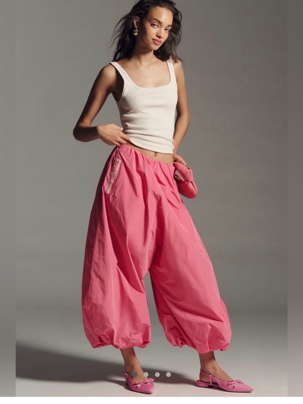 Maeve Pink Balloon Wide-Leg Crop Pants nwt